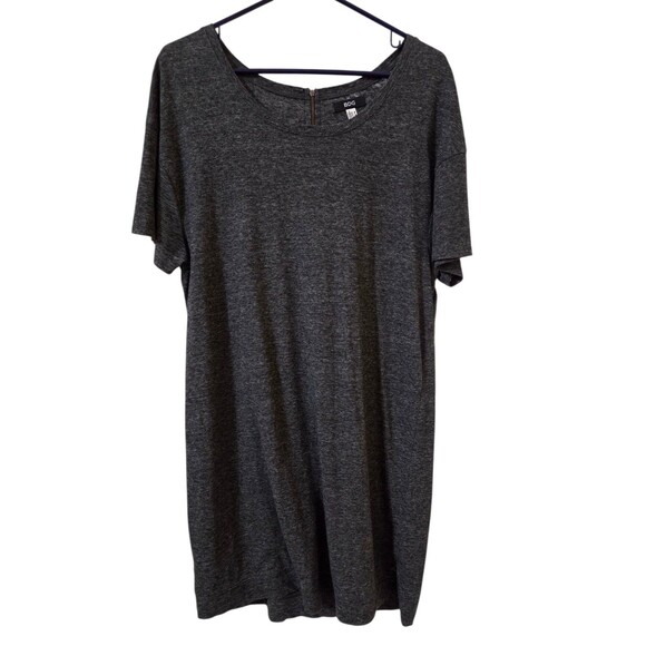 BDG Urban Outfitters T-shirt Dress M Gray Linen Blend Zip Back Short Sleeve H18 - Picture 1 of 11
